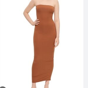 SKIMS Elegant Brown Maxi Dress